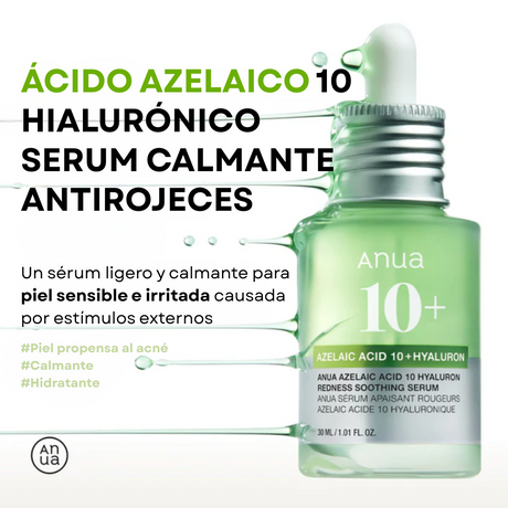 Sérum Calmante para enrojecimiento con Ácido Azelaico 10 y Ácido Hialurónico