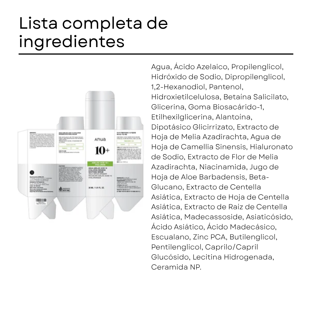 Sérum Calmante para enrojecimiento con Ácido Azelaico 10 y Ácido Hialurónico